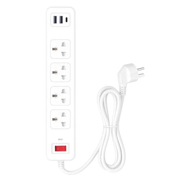 4-Outlet Power Strip with 1 USB-C & 2 USB-A Ports, 5.9 ft Cord, Overload Protection (2360000301)