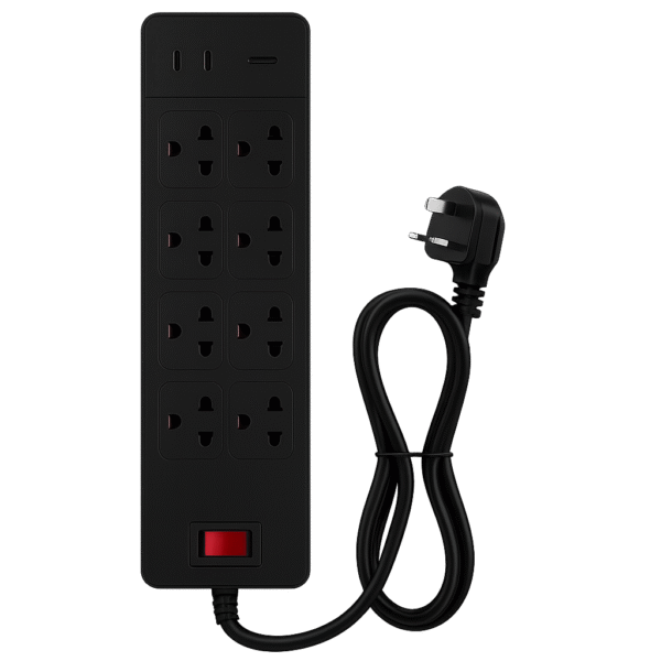 8-Outlet Power Strip with 2 USB-C & 2 USB-A Ports, 5.9 ft Cord, Overload Protection (2360000401) - Image 2