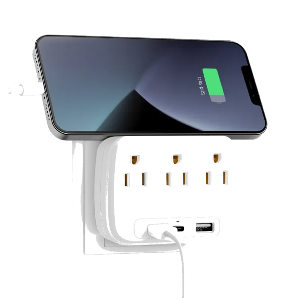 3-Outlet Wall Plug Adapter with 2 USB-A & 1 USB-C Ports (23600701)