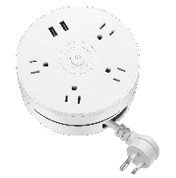 4-Outlet Power Strip with 2 USB-A Ports, Round Design Extension Cord for Home and Office (2360000901)