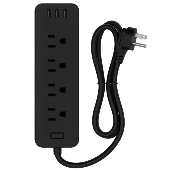 4-Outlet Power Strip with 3 USB-A Ports, 3.9ft Cord, 2500W Surge Protector, for Home & Office(2360000501) - Image 3