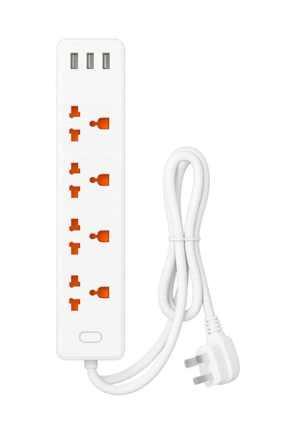 4-Outlet Power Strip with 3 USB-A Ports, 3.9ft Cord, 2500W Surge Protector, for Home & Office(2360000501)